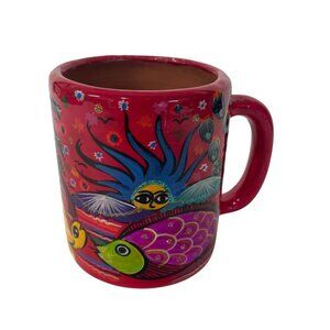 Mexican Talavera Hand-Painted Ceramic Mug Tepic Nayarit on Handle